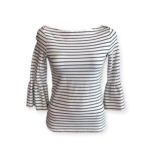 Adolfo Dominguez Black and White Striped Long Sleeve Top small